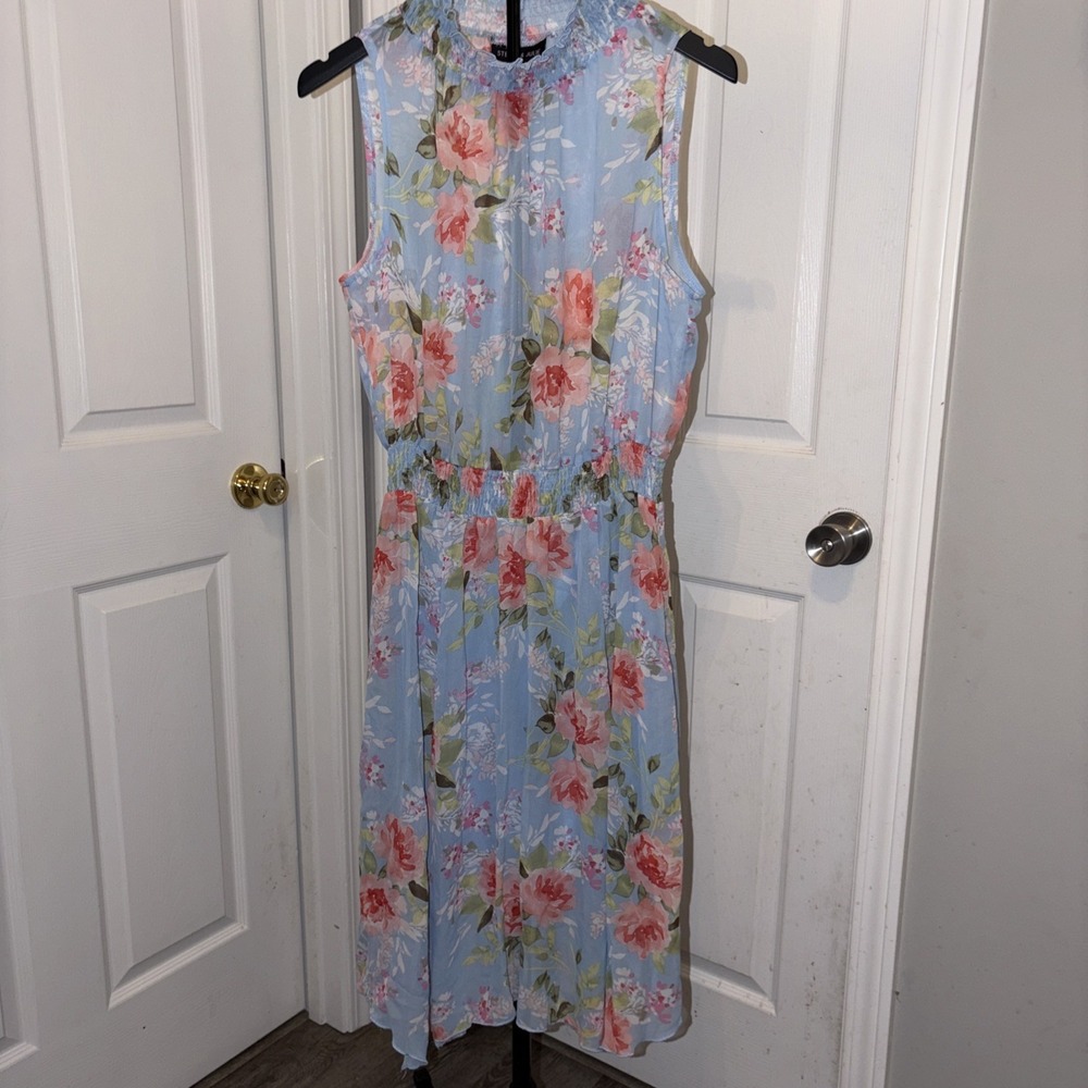 Stella & Julie Romantic Cottagecore Floral Sleeveless Smocked Waist Dress 10 EUC